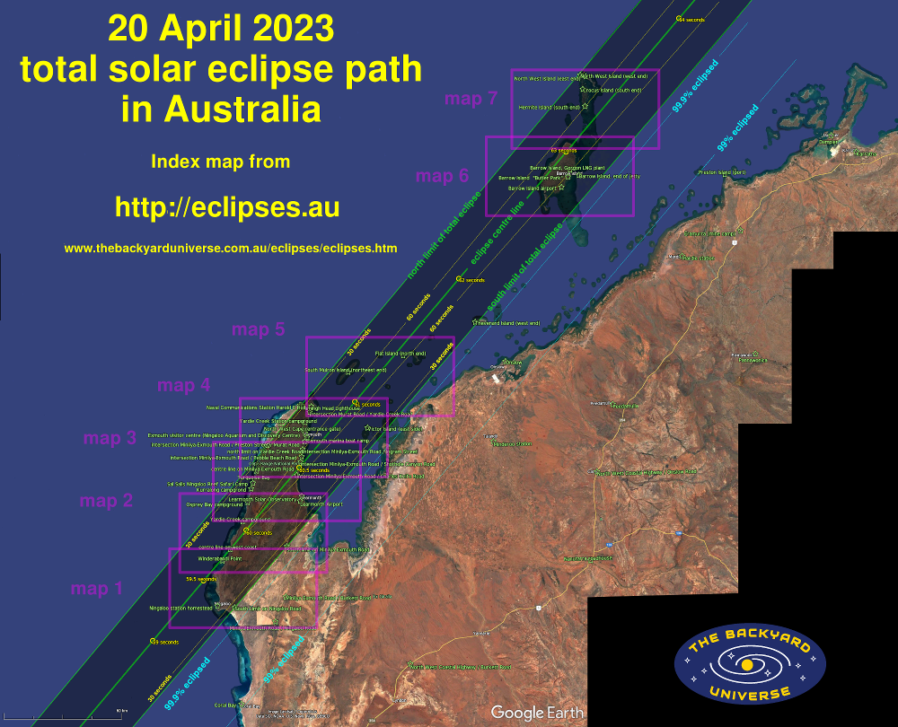 index map for the 20 April 2023 solar eclipse in Australia
