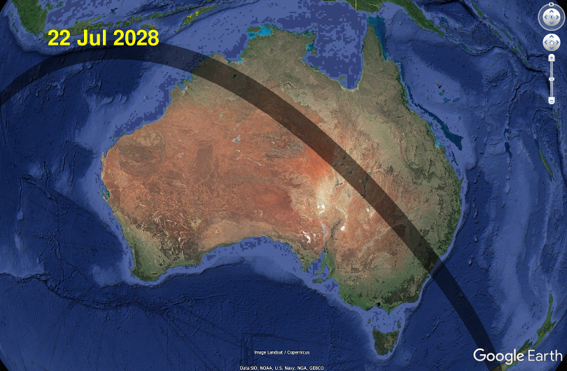2028 July 22 total solar eclipse in Australia