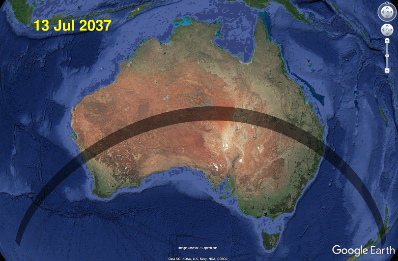 2037 July 13 total solar eclipse in Australia
