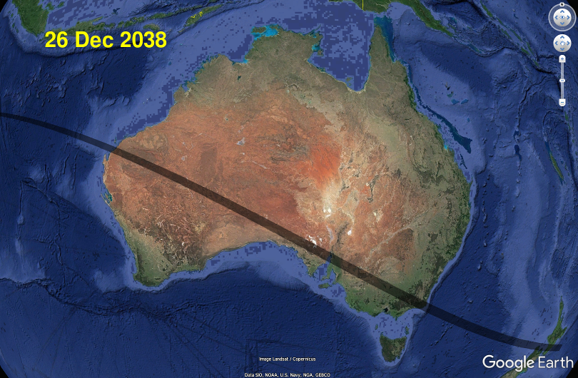 2038 December 26 total solar eclipse in Australia
