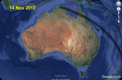14 November 2012 total solar eclipse map